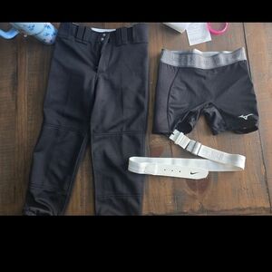 Softball Mizuno womens xs pants size small padded shorts and belt Nike